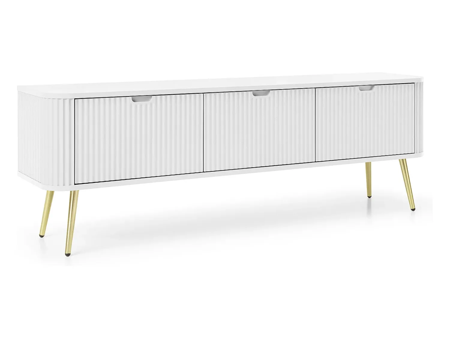 Móvel De Tv| Móvel de TV: , patas douradas, 168 x 57 x 39 cm Branco