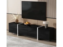 Merax Móvel de TV brilhante - 170 x 30 x 39 cm - com 4 portas + 1 gaveta - pés contrastantes - aglomerado -^ Móvel De Tv