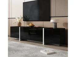 Merax Móvel de TV brilhante - 170 x 30 x 39 cm - com 4 portas + 1 gaveta - pés contrastantes - aglomerado -^ Móvel De Tv