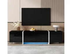 Merax Móvel de TV brilhante - 170 x 30 x 39 cm - com 4 portas + 1 gaveta - pés contrastantes - aglomerado -^ Móvel De Tv