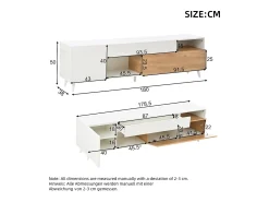 Móvel De Tv|Merax Móvel de TV brilhante - 180 x 38 x 50 cm - com 2 portas + 1 gaveta + 7 espaços de armazenamento - aglomerado - Branco