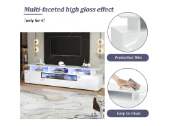 Clearance Merax Móvel de TV brilhante - 180 x 38 x 45 cm - com 2 portas + 1 gaveta + LEDs - aglomerado - Branco
