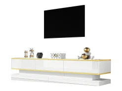 Merax Móvel de TV brilhante - 200 x 40 x 40 cm - com 3 gavetas - móvel de TV independente - aglomerado -^ Móvel De Tv