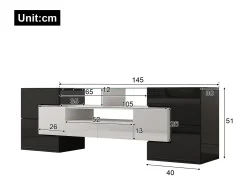 Móvel De Tv| Móvel de TV brilhante - Móvel de TV para sala de estar com iluminação LED - 6 portas e 2 gavetas - e branco Preto