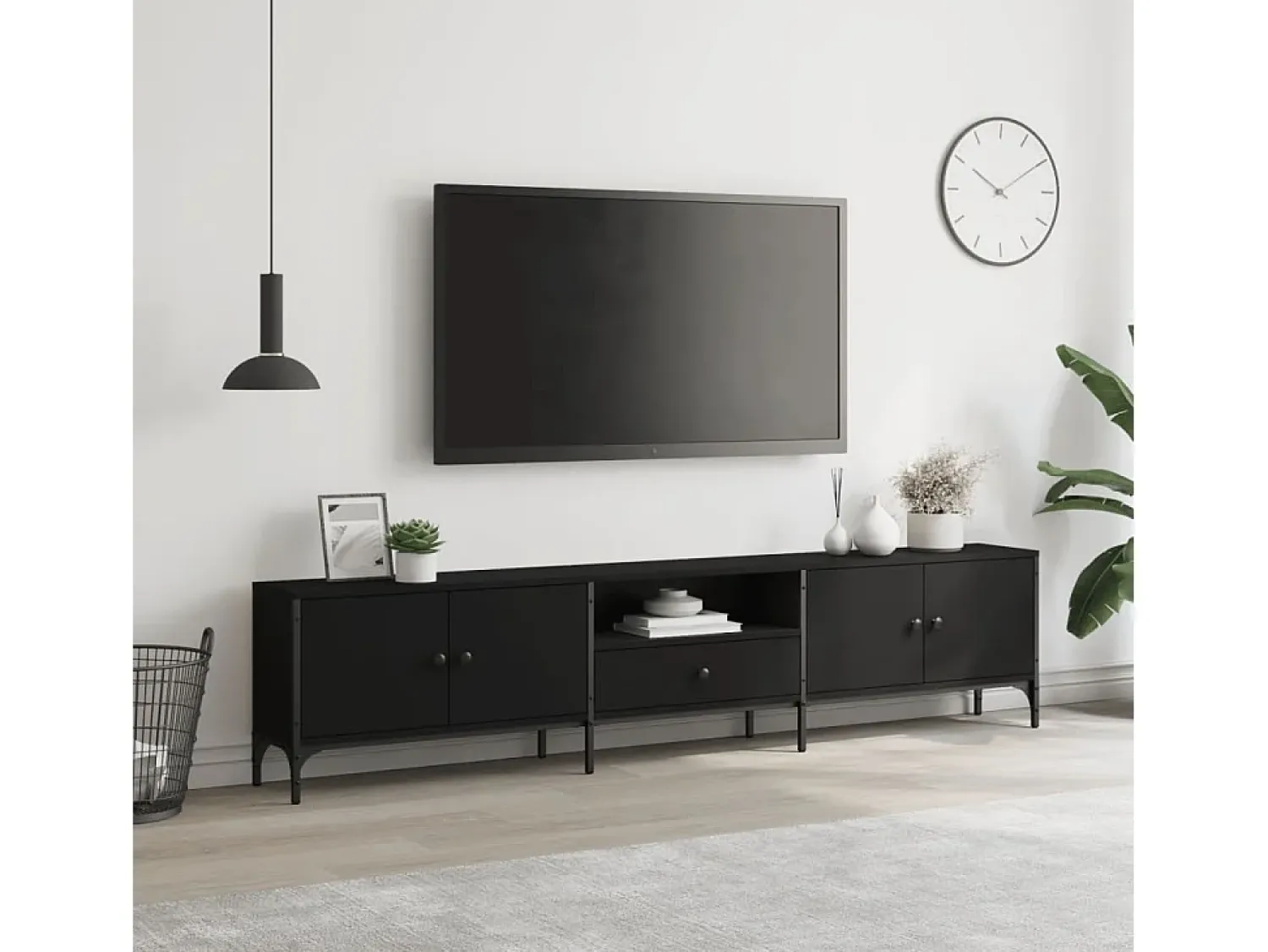 Móvel De Tv* Móvel de TV c/ gaveta 200x25x44 cm derivados de madeira PT623330 Preto