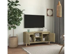 Móvel de TV c/ pernas de madeira 103,5x35x50 cm carvalho sonoma PT641714 Castanho