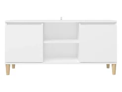 Móvel De Tv| Móvel de TV c/ pernas de madeira maciça 103,5x35x50 cm PT428808 Branco