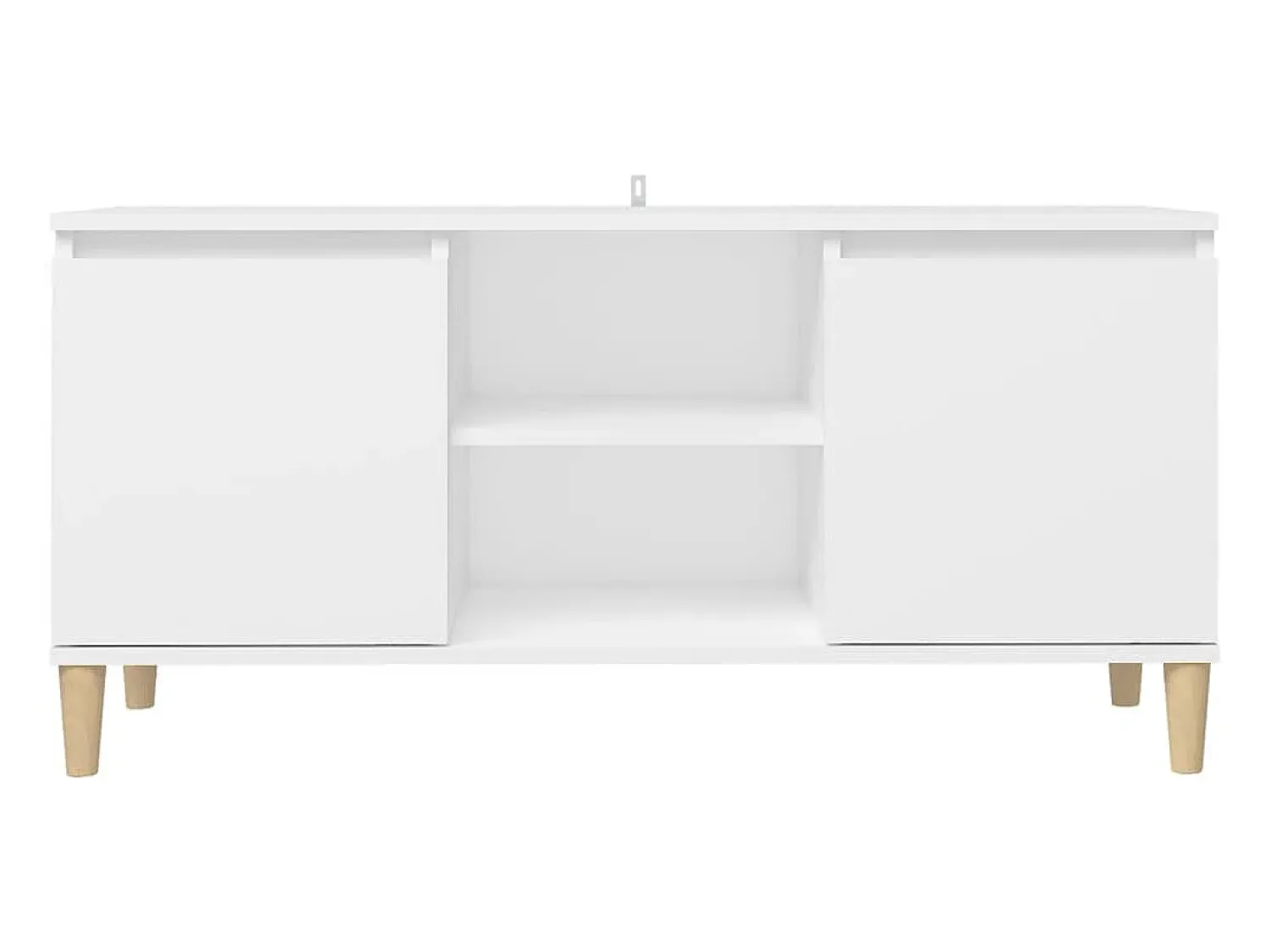 Móvel De Tv| Móvel de TV c/ pernas de madeira maciça 103,5x35x50 cm PT428808 Branco