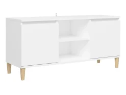 Móvel De Tv| Móvel de TV c/ pernas de madeira maciça 103,5x35x50 cm PT428808 Branco
