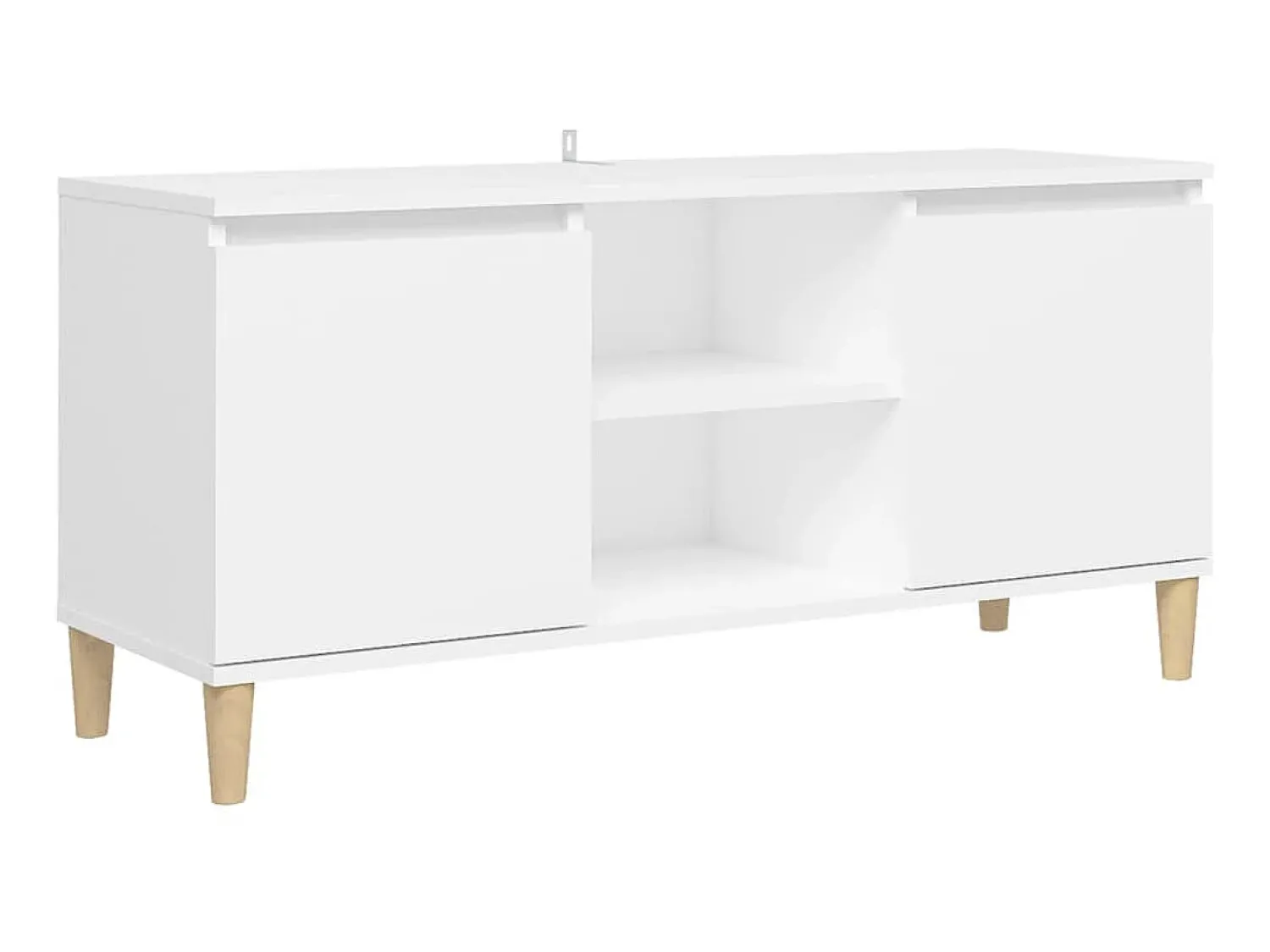 Móvel De Tv| Móvel de TV c/ pernas de madeira maciça 103,5x35x50 cm PT428808 Branco