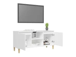 Móvel De Tv| Móvel de TV c/ pernas de madeira maciça 103,5x35x50 cm PT428808 Branco