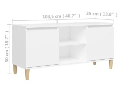 Móvel De Tv|vidaxl Móvel de TV c/ pernas de madeira maciça 103,5x35x50 cm Branco