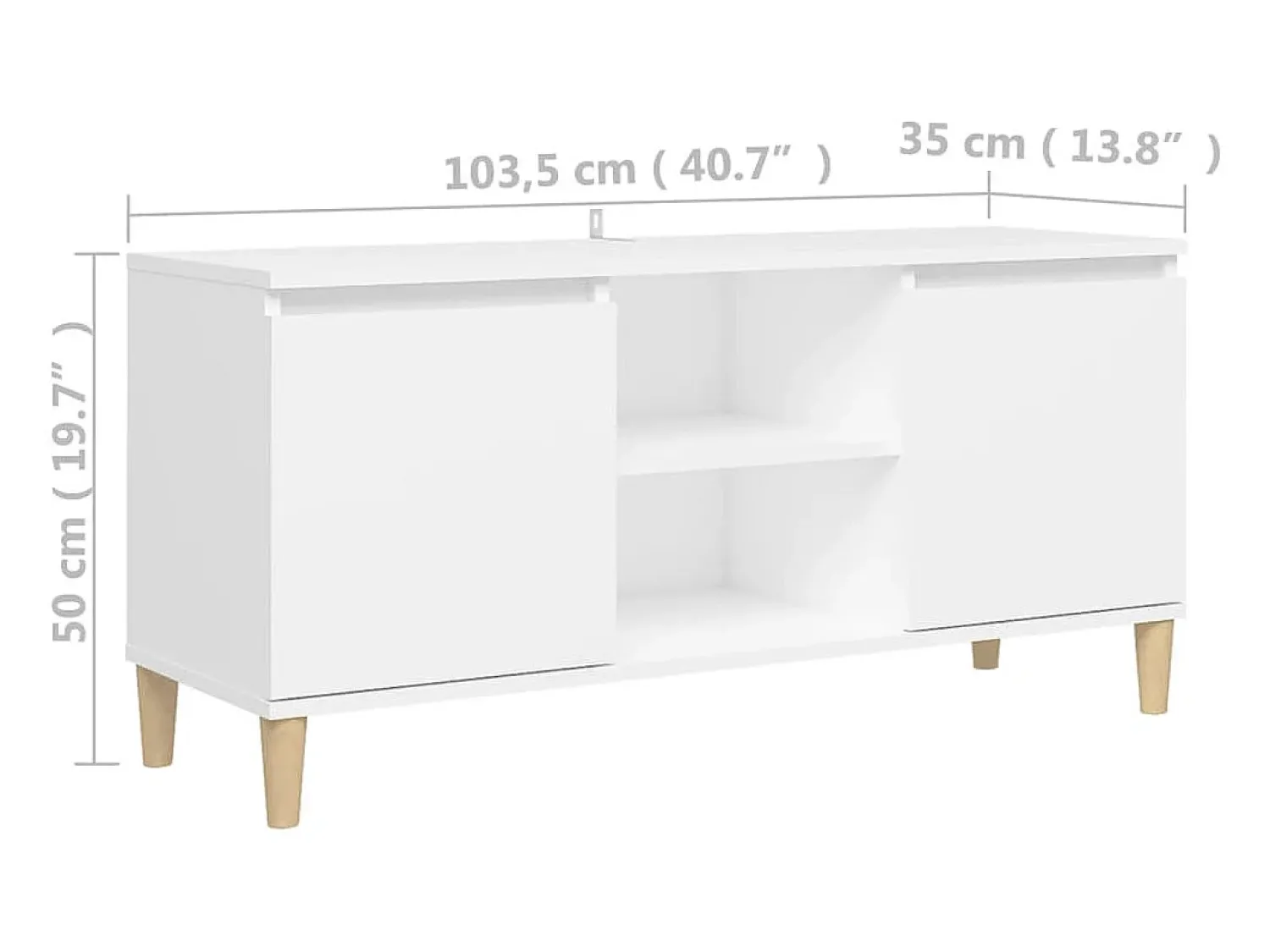 Móvel De Tv|vidaxl Móvel de TV c/ pernas de madeira maciça 103,5x35x50 cm Branco