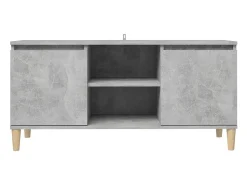 New Móvel de TV c/ pernas de madeira 103,5x35x50cm cimento PT840934 Cinzento
