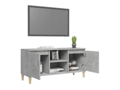 New Móvel de TV c/ pernas de madeira 103,5x35x50cm cimento PT840934 Cinzento
