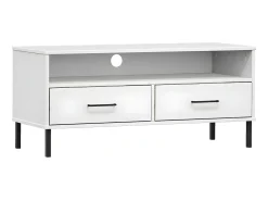 Móvel De Tv| Móvel de TV c/ pernas de metal pinho maciço OSLO PT327967 Branco