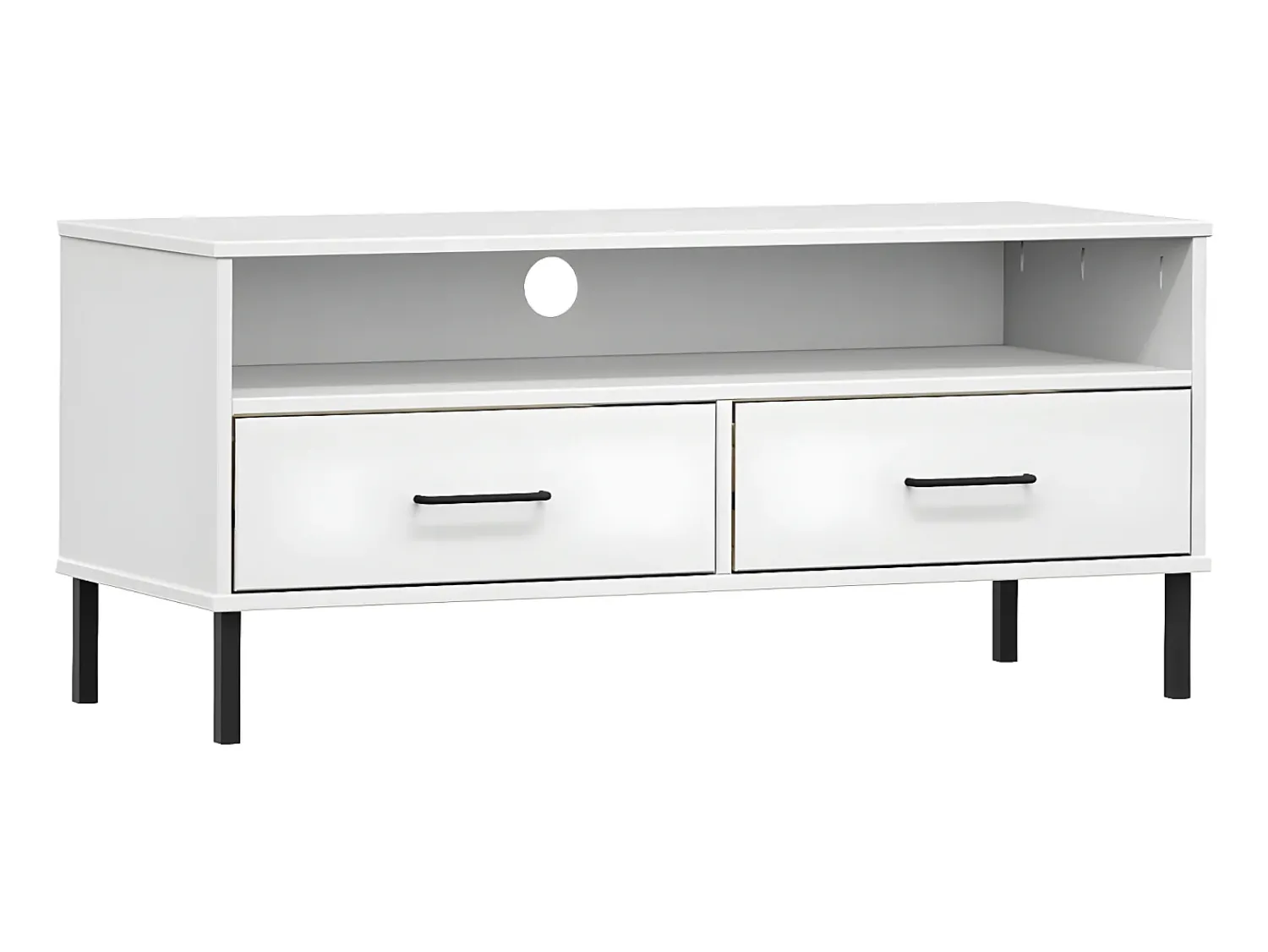 Móvel De Tv| Móvel de TV c/ pernas de metal pinho maciço OSLO PT327967 Branco