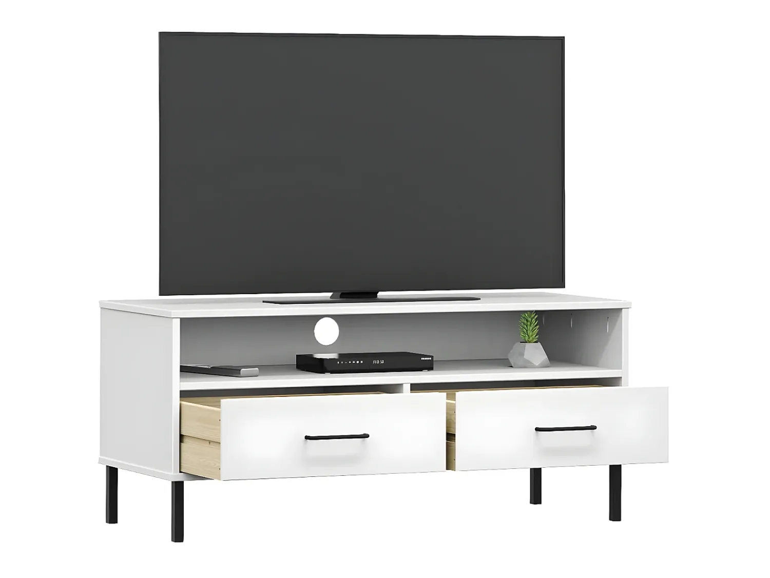 Móvel De Tv| Móvel de TV c/ pernas de metal pinho maciço OSLO PT327967 Branco