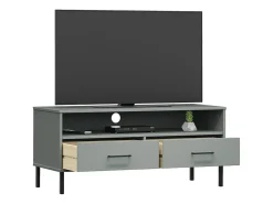 Móvel de TV c/ pernas de metal OSLO pinho maciço PT753124^ Móvel De Tv