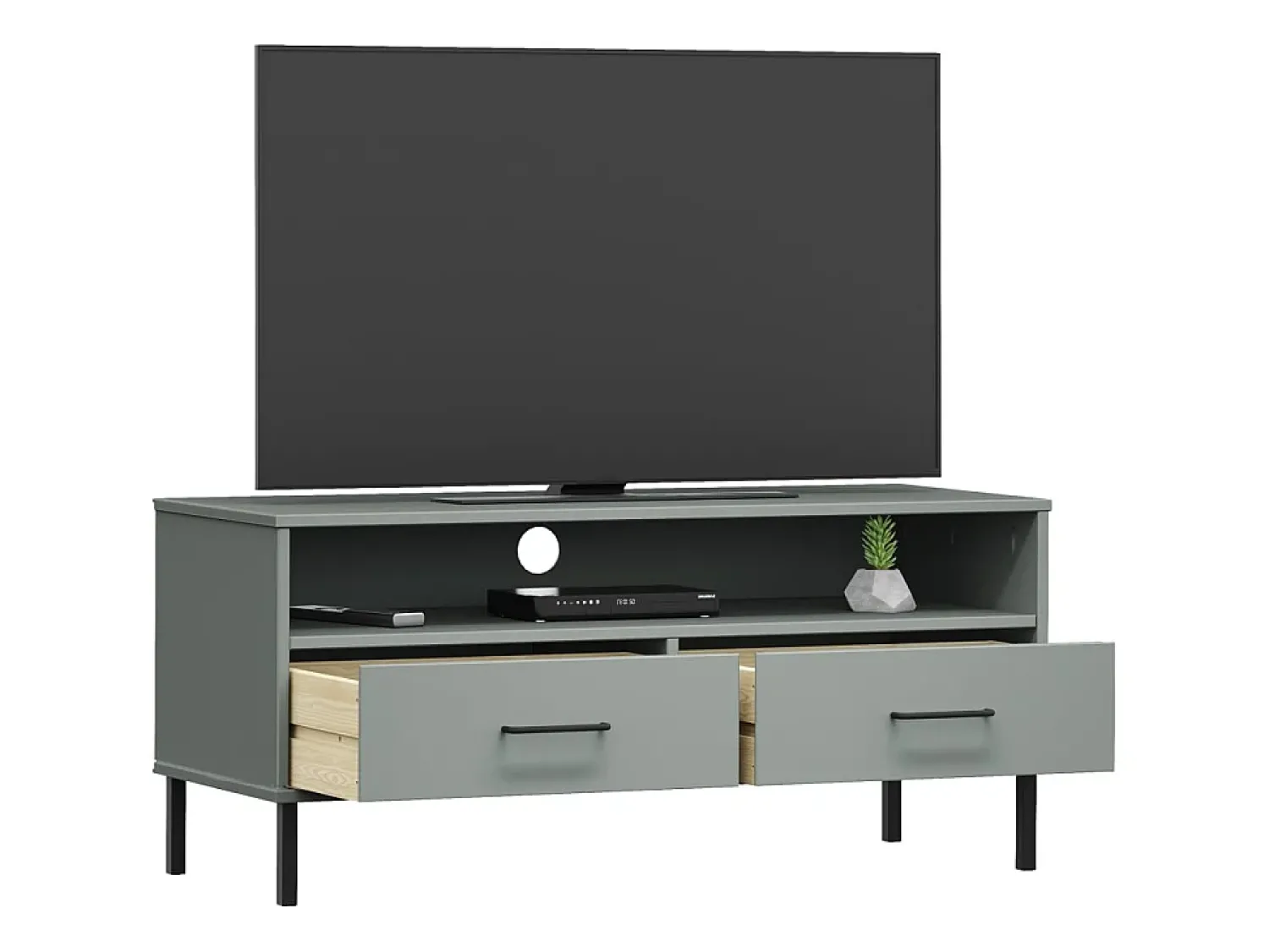 Móvel de TV c/ pernas de metal OSLO pinho maciço PT753124^ Móvel De Tv