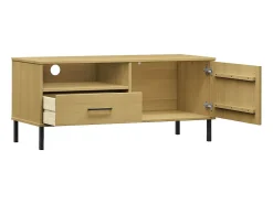 Móvel De Tv|vidaxl Móvel de TV c/ pernas de metal pinho maciço OSLO Castanho