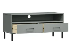 vidaxl Móvel de TV c/ pernas de metal OSLO pinho maciço^ Móvel De Tv