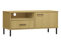 Móvel De Tv| Móvel de TV c/ pernas de metal pinho maciço OSLO PT449293 Castanho