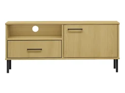 Móvel De Tv| Móvel de TV c/ pernas de metal pinho maciço OSLO PT449293 Castanho