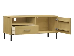 Móvel De Tv| Móvel de TV c/ pernas de metal pinho maciço OSLO PT449293 Castanho