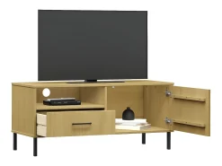 Móvel De Tv| Móvel de TV c/ pernas de metal pinho maciço OSLO PT449293 Castanho