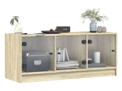 Móvel De Tv| Móvel de TV c/ portas de vidro 102x37x42 cm carvalho sonoma PT257714 Castanho