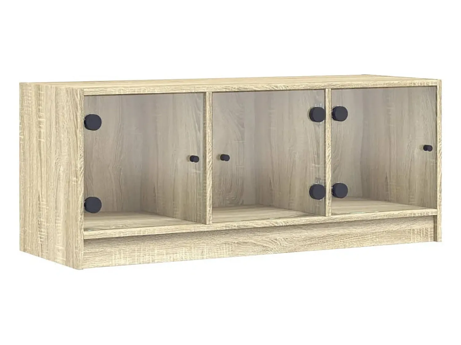 Móvel De Tv| Móvel de TV c/ portas de vidro 102x37x42 cm carvalho sonoma PT257714 Castanho