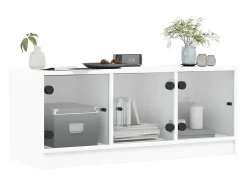 Clearance Móvel de TV c/ portas de vidro 102x37x42 cm PT478176 Branco
