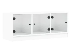 Clearance Móvel de TV c/ portas de vidro 102x37x42 cm PT478176 Branco