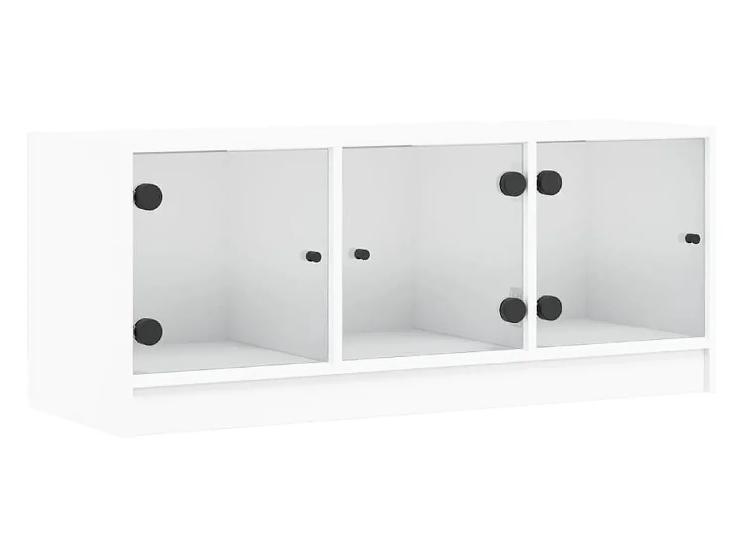 Clearance Móvel de TV c/ portas de vidro 102x37x42 cm PT478176 Branco