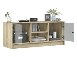 Móvel De Tv|vidaxl Móvel de TV c/ portas de vidro 102x37x42 cm carvalho sonoma Castanho