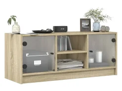 Móvel De Tv|vidaxl Móvel de TV c/ portas de vidro 102x37x42 cm carvalho sonoma Castanho