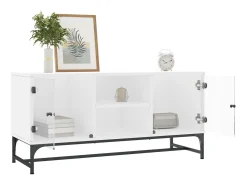 Outlet Móvel de TV c/ portas de vidro 102x37x50 cm PT301831 Branco