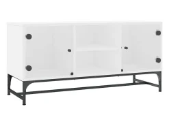 Outlet Móvel de TV c/ portas de vidro 102x37x50 cm PT301831 Branco