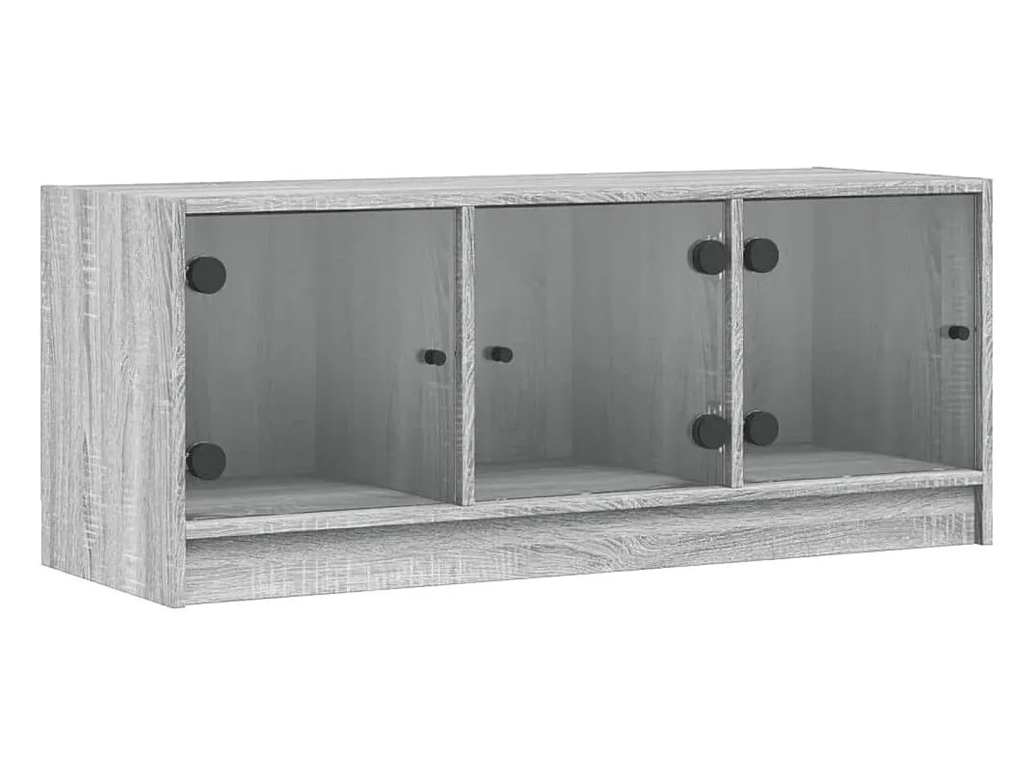 New Móvel de TV c/ portas de vidro 102x37x42 cm cinza sonoma PT613618 Cinzento