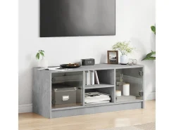 Móvel de TV c/ portas de vidro 102x37x42 cm cinza cimento PT166584^ Móvel De Tv