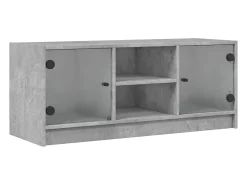 Móvel de TV c/ portas de vidro 102x37x42 cm cinza cimento PT166584^ Móvel De Tv