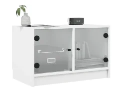 New Móvel de TV c/ portas de vidro 68x37x42 cm PT275797 Branco