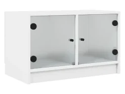 New Móvel de TV c/ portas de vidro 68x37x42 cm PT275797 Branco