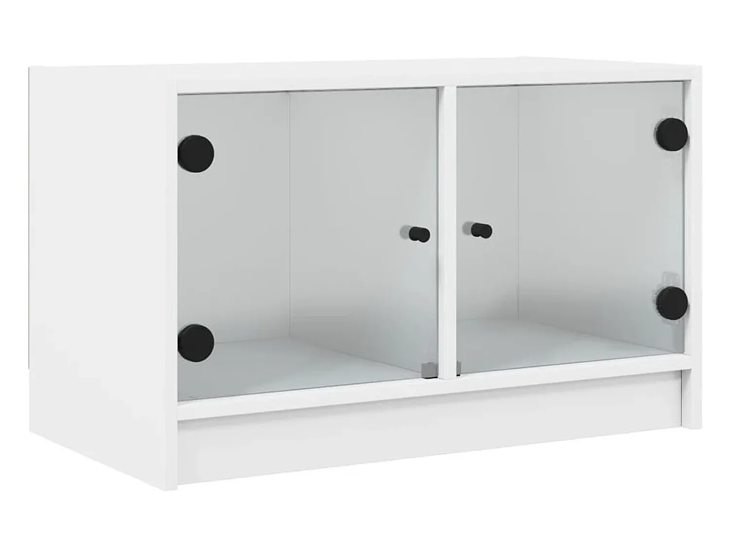 New Móvel de TV c/ portas de vidro 68x37x42 cm PT275797 Branco