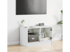 New Móvel de TV c/ portas de vidro 68x37x42 cm PT275797 Branco