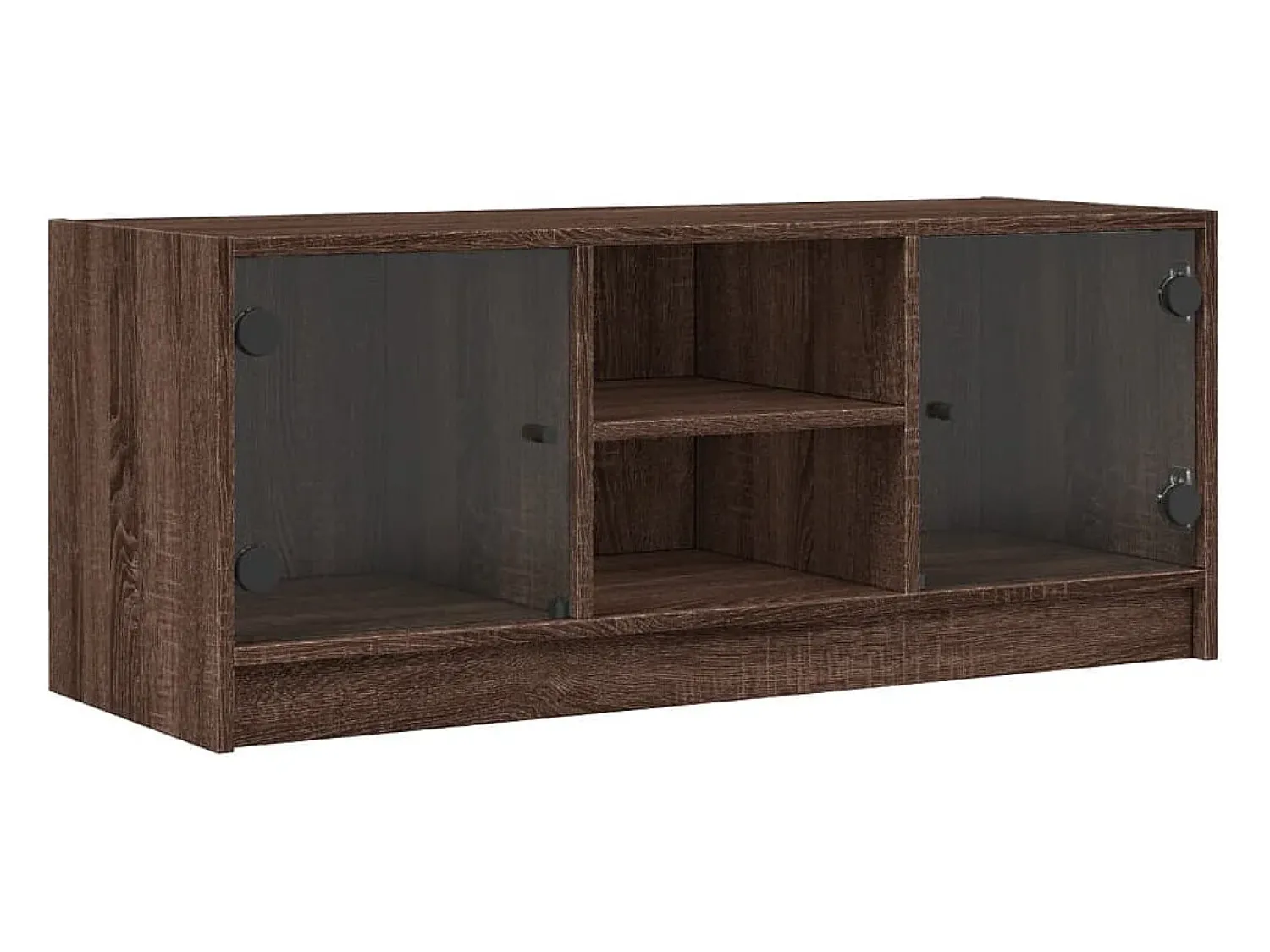 Móvel De Tv* Móvel de TV c/ portas de vidro 102x37x42 cm carvalho PT786879 Castanho