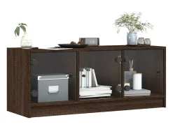 Móvel De Tv* Móvel de TV c/ portas de vidro 102x37x42 cm carvalho PT668870 Castanho