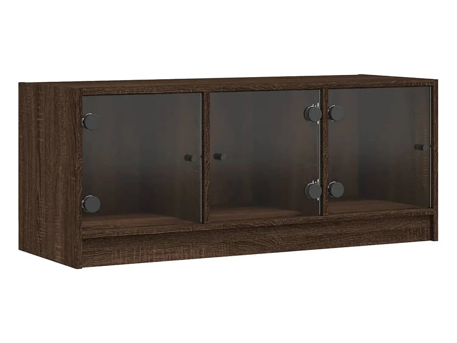 Móvel De Tv* Móvel de TV c/ portas de vidro 102x37x42 cm carvalho PT668870 Castanho
