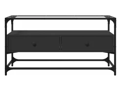 Móvel De Tv* Móvel de TV c/ tampo vidro 98x35x51 cm derivados madeira PT909392 Preto